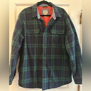L.L. Bean Men’s PrimaLoft Lined Shirt Jacket Shacket Button-up Plaid Large